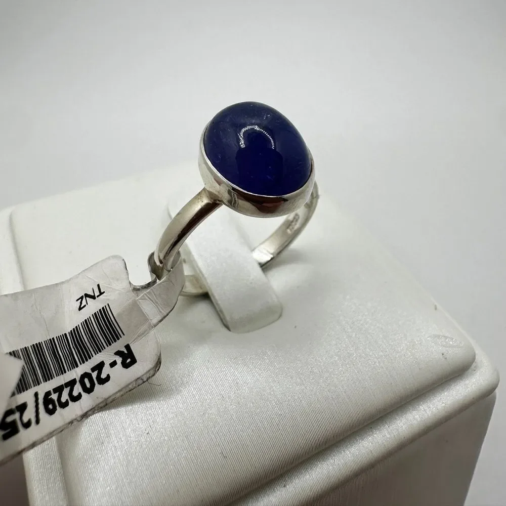 NWT‎ 9x11mm oval cut Tanzanite cabochon solitaire ring in sterling silver!
